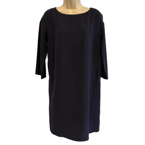 Ann Taylor‎ Navy 3/4 Sleeve A Line Dress Side Pockets Medium Pre-owned